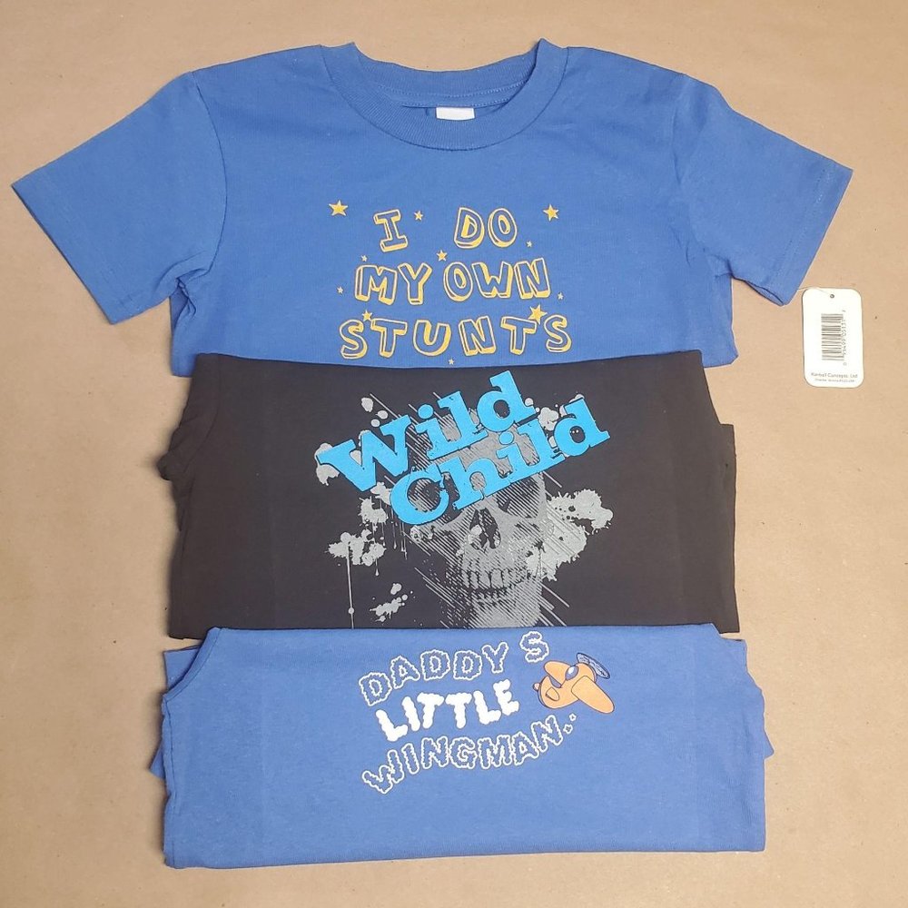 Little Teez T-Shirts 3 Pack Size 4T Blue/Black
